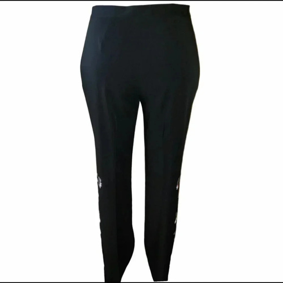 Tailor by B. Moss 6‎ black dress pants with embroidered flowers Boho Retro Y2K - Picture 2 of 6
